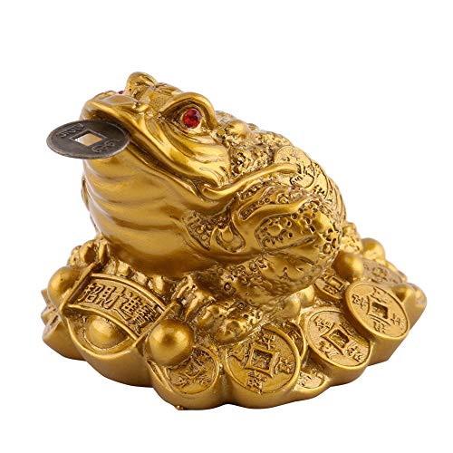 Duokon Glücksfrosch, Geldfrosch, eine Münze im Maul, für Heimtextilien Feng Shui(Bronze-, S6*6 * 5mm) von Duokon