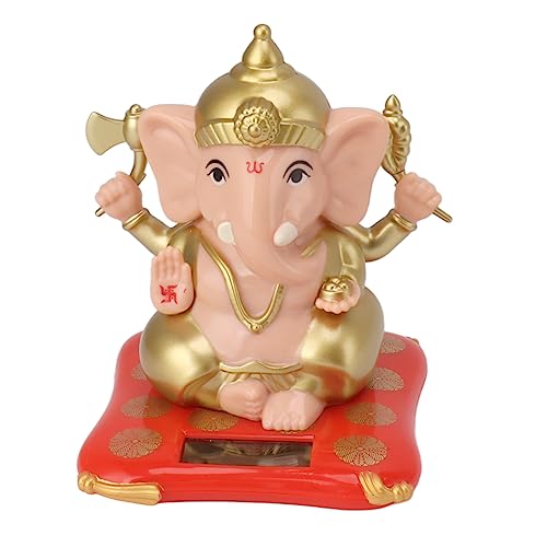 Ganesha Elefant Gott Statuen Solar Handwerk Ferienhaus Elefanten Dekor Auto Bretter Desktop Figur Skulptur für Geschenke Spielzeug Indische Statuen (Fleischfarbe) von Duokon