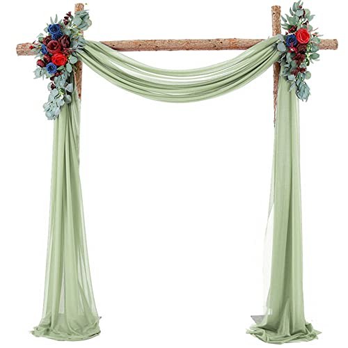 Tüll Fotovorhang Hintergrund Vorhäng,Hochzeitsbogen Deko Tüllstoff Hochzeit Bogenvorhäng Freihandbogen Querbehang Deko Gardinen Vorhang für Babyparty Party Hochzeit Torbogen Zeremonie,70*300cm Grün von Duories