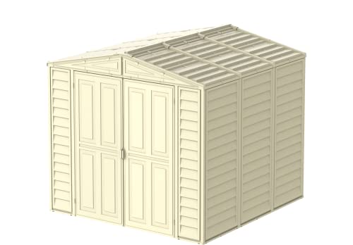 Duramax DuraMate 8 x 8 (5.75 m²) Kunststoff gerätehaus mit Metallfundament set, robuster Metalldachkonstruktion, wartungsfreier Vinylüberdachung, Vinylschuppen, Elfenbein von Duramax