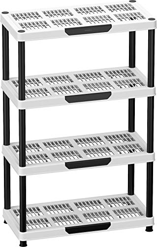 Duramax Kunststoff Regale 4, 4 Ebenen aus hochfesten Kunststoffregalen, stabile, langlebige Regale, Lagereinheit, schwarz und weiß. von Duramax