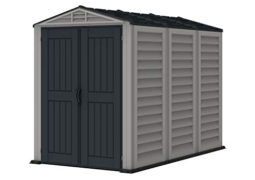 Duramax YardMate PLUS 5 x 8 (4.28 m²) Kunststoff gerätehaus mit robustem Kunststoffboden, Dachkonstruktion aus robustem Metall, feuerhemmend und wartungsfrei, Dunkelgrau und Adobe von Duramax