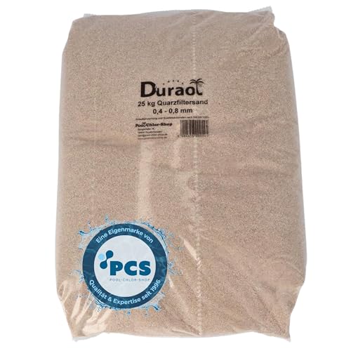 Duraol 25Kg Spezial Kristallquarzfiltersand - Körnung 0,4-0,8mm | Quarzsand für Filteranlagen | Filtersand für Sandfilteranlage und Poolfilter von Duraol