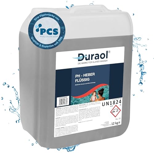 Duraol 12kg pH Heber flüssig mit 45% Natronlauge für Pools - pH Plus zur optimalen pH-Wert Regulierung - Ideal für Verwendung mit Pool Dosieranlage - pH Wert im Pool erhöhen von Duraol
