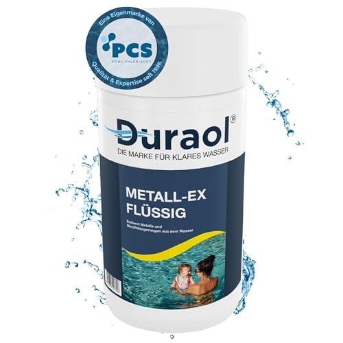 Duraol 1L Metall-Ex flüssig für Pool - Beseitigung von Metall- und Kalkablagerungen ohne Beckenentleerung - Eisenentferner und Kalkentferner - Poolreiniger gegen trübes Wasser durch Eisen von Duraol