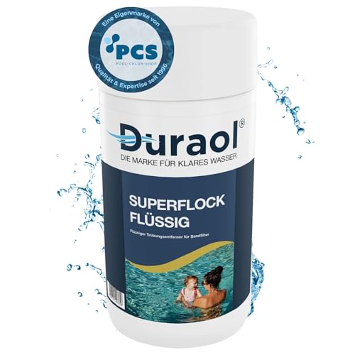 Duraol 1L Superflock flüssig für Pool - hochkonzentriertes Pool Flockungsmittel - flüssiger Trübungsentferner für Sandfilter - Flockmittel gegen trübes Poolwasser - Poolklar Wasserklärer von Duraol