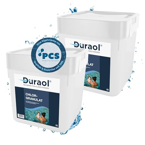 Duraol 10kg (2 x 5kg) Chlor Granulat - schnelllösliches Chlorgranulat für Pool - Chlor Pulver mit 56% Aktivchlor - Schnellchlorgranulat Schwimmbad Poolpflege - Stoßchlorung und Schnelldesinfektion von Duraol