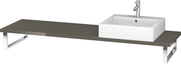 Duravit L-Cube Konsole für Aufsatz- und Einbauwaschtische, Plattenstärke 30mm, Größe 1600x480mm, mit 1 Ausschnitt, Farbe (Front/Korpus): Flannel Grey Hochglanz Lack von Duravit AG