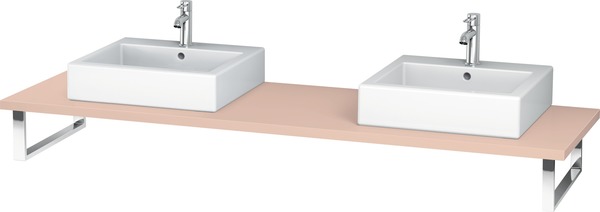 Duravit L-Cube Konsole für Aufsatzbecken und Einbauwaschtische, Plattenstärke 30mm, Größe 1700x550mm, mit 2 Ausschnitten, Farbe (Front/Korpus): Apricot Pearl Seidenmatt Lack von Duravit AG