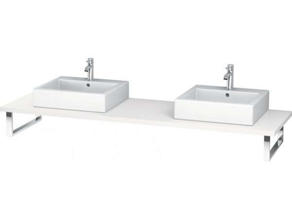 Duravit L-Cube Konsole für Aufsatzbecken und Einbauwaschtische, Plattenstärke 45mm, Größe 1400x550mm, mit 2 Ausschnitten, Farbe (Front/Korpus): Weißer Flieder Hochglanz Lack von Duravit AG