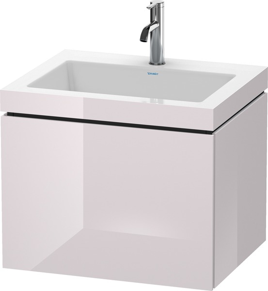 Duravit L-Cube Möbelwaschtisch c-bonded mit Unterbau wandhängend, 60x48 cm, 1 Auszug, ohne Überlauf, 1 Hahnloch, Farbe: Weißer Flieder Hochglanz Lack von Duravit AG