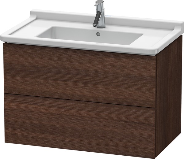 Duravit L-Cube Waschtischunterbau wandhängend, 2 Schubkästen, 820mm, für Starck 3, Farbe: Kastanie Dunkel Dekor von Duravit AG