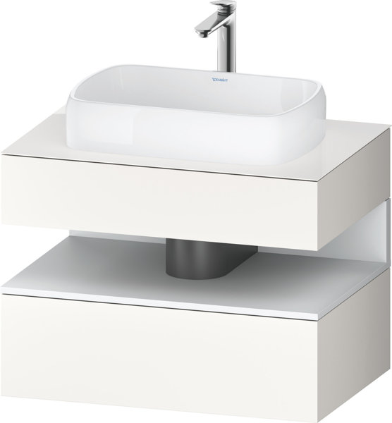 Duravit Qatego Konsolenwaschtischunterbau, 1 Auszug, 1 Schubkasten, Ausschnitt mittig, 800x550x600mm, Nische Weiß Matt, QA4730018, Farbe: Weiß Hochglanz/mit Nischenbeleuchtung von Duravit AG