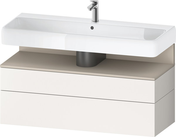 Duravit Qatego Waschtischunterbau, 1 Auszug und 1 Schublade, 1190x470x590mm, Nische Taupe Supermatt, QA4396083, Farbe: Weiß Supermatt/mit Nischenbeleuchtung von Duravit AG