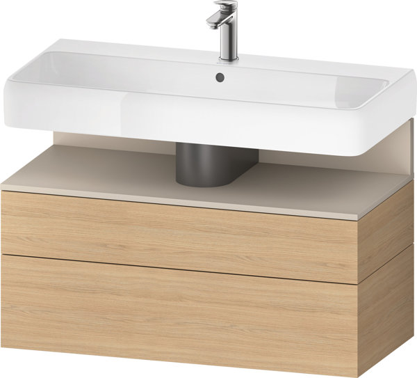 Duravit Qatego Waschtischunterbau, 1 Auszug und 1 Schublade, 990x470x590mm, Nische Taupe Supermatt, QA4395083, Farbe: Eiche Natur/mit Nischenbeleuchtung von Duravit AG