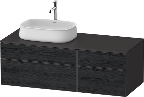 Duravit Zencha Konsolenwaschtischunterbau, 1300x550mm, 2 Auszüge, 2 Schubkästen, 1 Ausschnitt links, ZE48260, Farbe (Front/Korpus): Front: Eiche Schwarz/Korpus: Graphit supermatt von Duravit AG