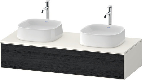 Duravit Zencha Konsolenwaschtischunterbau, 1300x550mm,1 Auszug, 2 Ausschnitte, ZE4813B, Farbe (Front/Korpus): Front: Eiche Schwarz/Korpus: Weiß supermatt von Duravit AG