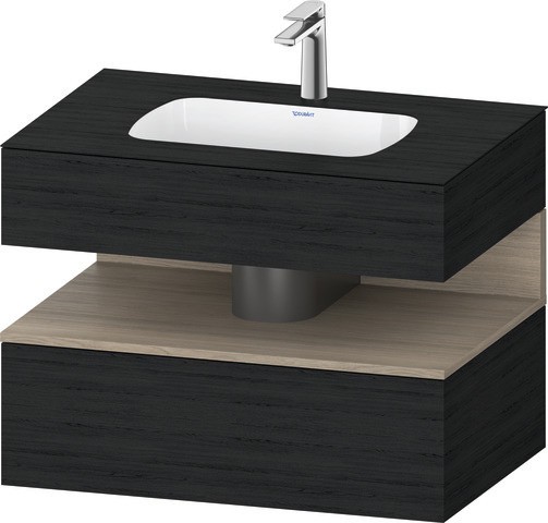 Duravit Qatego Einbauwaschtisch mit Konsolenwaschtischunterbau Eiche Schwarz & Eiche Terra Matt 800x QA4785035160010 von Duravit