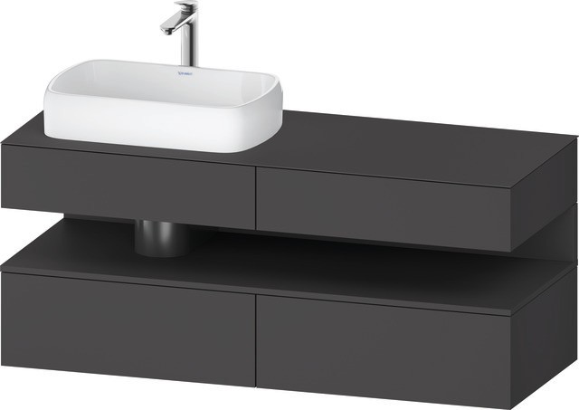 Duravit Qatego Konsolenwaschtischunterbau wandhängend Graphit Matt 1400x550x600 mm - QA4765049490010 QA4765049490010 von Duravit