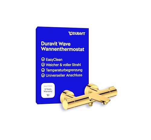 Duravit Wave Wannenarmatur Aufputz für 2 Verbraucher mit Umstellventil, Wannenthermostat mit Keramikmischsystem, Gold Poliert von Duravit