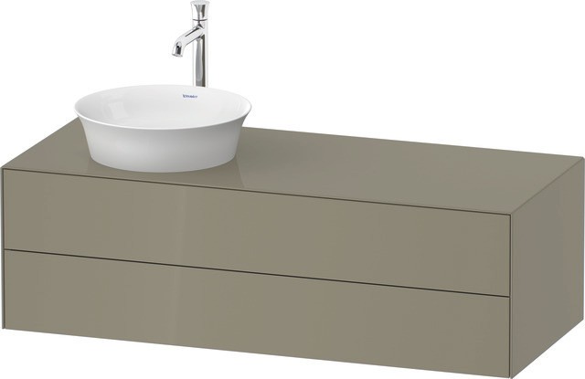 Duravit White Tulip Konsolenwaschtischunterbau wandhängend Stein Grau Hochglanz 1300x550x408 mm - WT WT4987LH2H20010 von Duravit