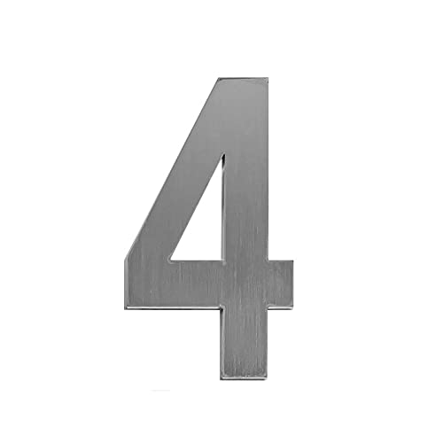Hausnummer, Hausnummer edelstahl und Türnummer Höhe 5cm/ 1.96" Selbstklebende Haus-Nummer in Silber, Türnummern Signage, Adressnummer, Hausnummern, Zahlen-Aufkleber für Briefkasten, Tür, Hotel (4) von Durdiiy