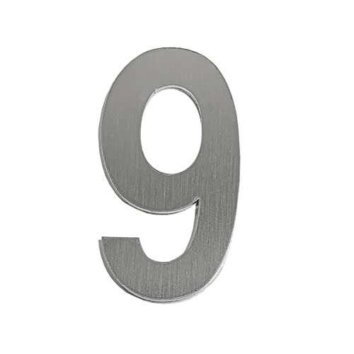 Hausnummer, Hausnummer edelstahl und Türnummer Höhe 5cm/ 1.96" Selbstklebende Haus-Nummer in Silber, Türnummern Signage, Adressnummer, Hausnummern, Zahlen-Aufkleber für Briefkasten, Tür, Hotel (9) von Durdiiy