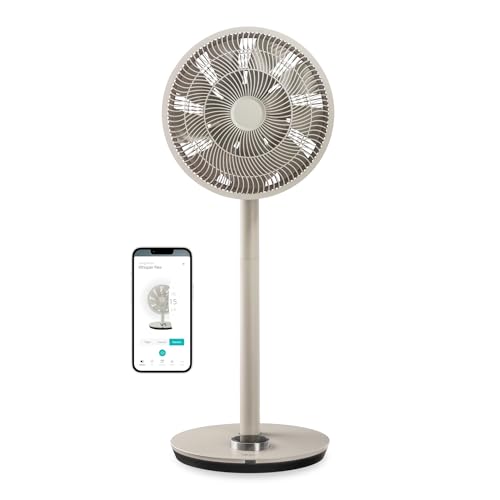 Duux Whisper Flex Smart Standventilator - Steuerung per Fernbedienung & Smartphone - Höhenverstellbar 51-88cm - Leiser Ventilator mit Nachtmodus und Timer - Energieeffizient, Ohne Akku - Greige von Duux