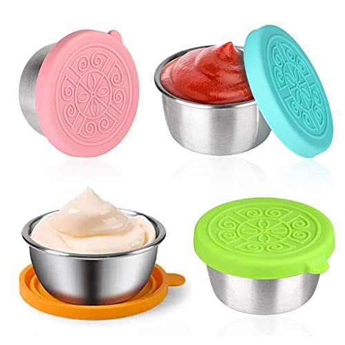 Duyteop Mini Salad Dressing Containers, Mini Ketchup Container, Leak-Proof Small Containers with Silicone Lid, 50 Ml, Leak-Proof and Reusable Sauce Containers, for Snacks, Sauces, Dips and Spices von Duyteop