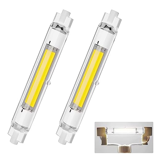 R7S LED 118mm Dimmbar 30W Lampen, R7S LED COB Glühbirne Kaltweiß 6000K 3000LM, 30W R7S LED 118mm Lampen Ersatz für 200W 300W R7S Halogenlampen, Kein Flackern, LED Stab 360° Abstrahlwinkel, 2 Stück von Dvnoua