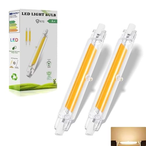 R7S LED 78mm 10W Dimmbar Lampen, 10W R7S LED Glühbirne Ersatz für 100W Halogen Leuchtmittel, R7S LED COB Lampen Warmweiß 3000K 1000LM, Kein Flackern, LED Stab 360° Abstrahlwinkel, 220-240V, 2 Stück von Dvnoua