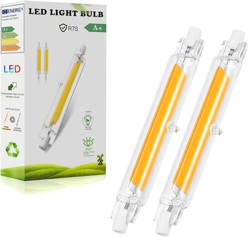 R7S LED 78mm Dimmbar 10W Lampe, R7S LED 78mm Leuchtmittel, Warmweiß 3000K Glühbirne, Ersatz für 100W R7S Halogenlampen, COB LED Birnen 1000LM, Kein Flackern, 360° Strahlbeleuchtung, 2pcs von Dvnoua