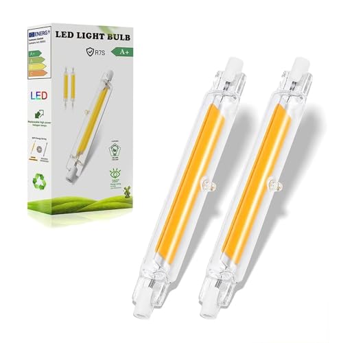 R7S LED 78mm Dimmbar 10W Lampen, R7S LED Hightlight COB 78mm Glühbirne Ersetzt R7S 100W Halogenlampen, Leuchtmittel Warmweiß 3000K 1000LM, 360°Abstrahlwinkel LED Stab, Kein Flackern, 2er Pack von Dvnoua