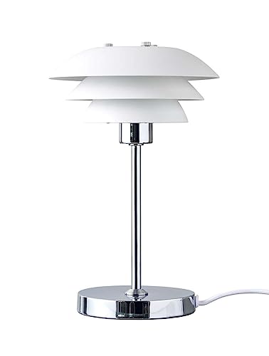 Dyberg Larsen DL16 Tischlampe | Weiß Nachttischlampe aus weißem Metall | Tischlampen für den Innenbereich | G9/33W - Ohne leuchtmittel | Modern und Leicht Schreibtischlampe im Dänischen Design von Dyberg Larsen
