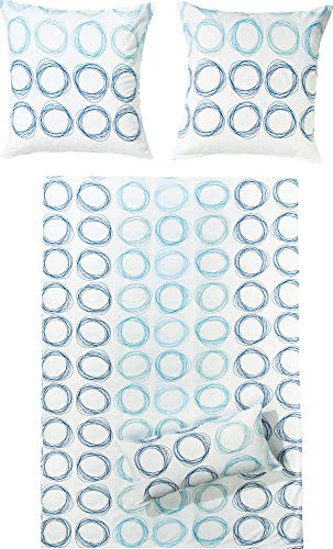 Dyckhoff Weichfrottier Bettwäsche Kreise blau 1 Bettbezug 155 x 220 cm + 1 Kissenbezug 80 x 80 cm von Dyckhoff