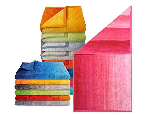 Dyckhoff Bio-Badezimmerserie „Colori“ - erhältlich als Handtuchserie und als Badteppichserie in 8 brillanten Farbkombinationen, Handtuch 50 x 100 cm, pink von Dyckhoff