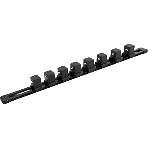 Dynamic Aluminium-Steckschlüssel-Organizer-Schiene, anpassbar, langlebig, kompatibel mit den meisten Chrom- und Schlag-Stecknüssen (3/4-Zoll-Antrieb, schwarz, inkl. 8 Steckschlüssel-Clips) von Dynamic