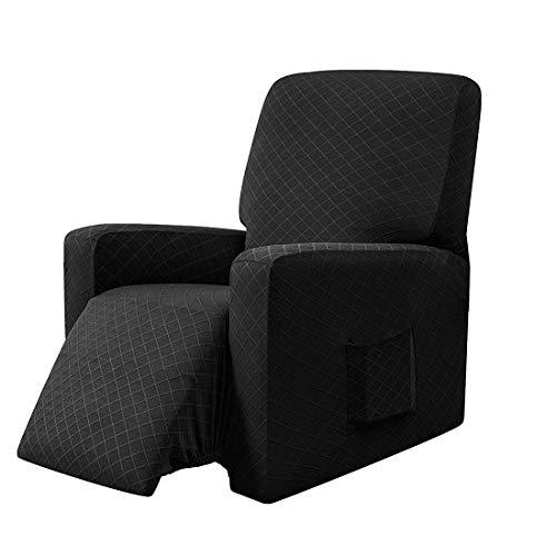 EBETA E Sessel-Überwürfe Sesselschoner, Stretchhusse für Relaxsessel Komplett, Schutzhülle aus elastischem Sessel Ohrensessel (Schwarz) von EBETA