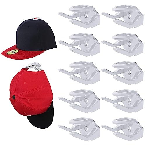 EACHPT Selbstklebende hut-halter,10 Stück Selbstklebende Huthaken,Minimalistischer Huthalter, Cap Halterung Wand,Selbstklebende Kappenhalter,Kappenhaken für die Wandmontage (Weiss, 10 Stück) von EACHPT