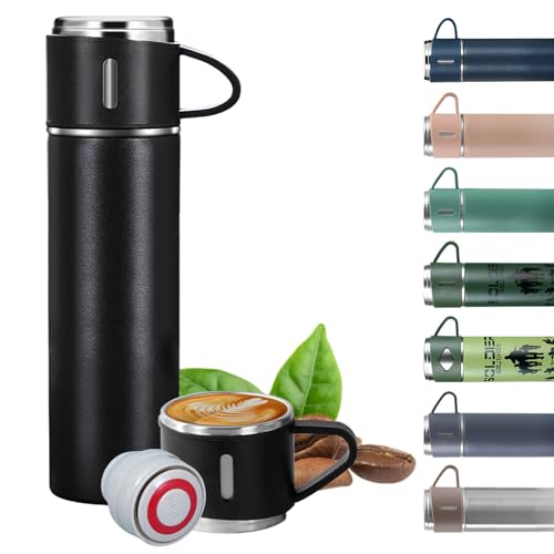 EACHPT Termosflaschen Edelstahl |500ML|Thermoskanne Vakuum Doppelwand Isolierung|Auslaufsicher|BPA-Frei|mit Tasse und Griff|stundenlange Isolation von Warm- und Kaltgetränken|Thermoskanne Kaffee Tee von EACHPT