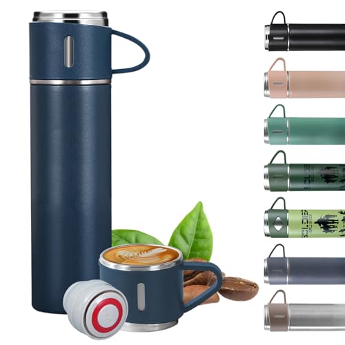 EACHPT Termosflaschen Edelstahl |500ML|Thermoskanne Vakuum Doppelwand Isolierung|Auslaufsicher|BPA-Frei|mit Tasse und Griff|stundenlange Isolation von Warm- und Kaltgetränken|Thermoskanne Kaffee Tee von EACHPT