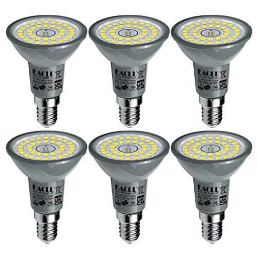 EACLL E14 LED Kaltweiß 6W Ersetzt 100W R50 Halogen Glühlampe, 6er-Pack. 820 Lumen 6000K Leuchtmittel, AC 230V Flimmerfrei Energiesparlampe, Abstrahlwinkel 120° Strahler Nicht Dimmbar Reflektor Lampe von EACLL