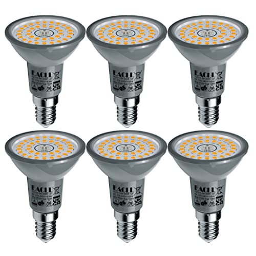 EACLL E14 LED Warmweiß 6.5W Ersetzt 95W Halogen R50 Glühlampe, 6er-Pack. 720 Lumen 3000K Leuchtmittel AC 230V Flimmerfrei Energiesparlampe, Abstrahlwinkel 120° Strahler, Nicht Dimmbar Reflektorlampe von EACLL