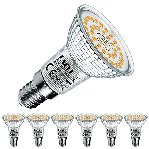 EACLL E14 LED Warmweiß 6.5W Ersetzt 100W R50 Halogen Glühlampe, 6er-Pack. 3000K 720lm Leuchtmittel, Abstrahlwinkel 120° Strahler, Nicht Dimmbar Reflektorlampen, AC 230V Flimmerfrei Energiesparlampe von EACLL