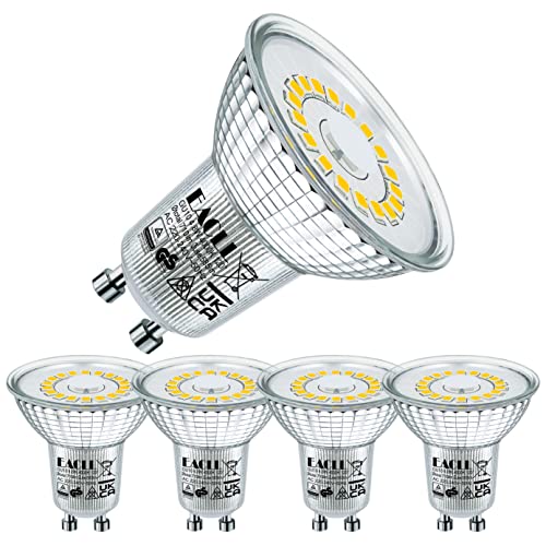 EACLL GU10 LED 4000K 4.8 Watt Ersetzt 75W Halogen Leuchtmittel, 4er-Pack, Neutralweiss 585 Lumen Birnen, AC 230V Flimmerfrei Strahler, Abstrahlwinkel 120 Grad Spot, Nicht Dimmbar Reflektorlampe von EACLL