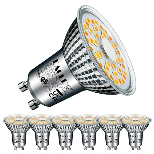 EACLL 6er-Pack GU10 LED 4000K 5.8W Ersetzt 50W Halogen Leuchtmittel, Neutralweiss 450 Lumen Birnen, AC 230V Flimmerfrei Strahler, Abstrahlwinkel 120 Grad Spots Reflektorlampe von EACLL