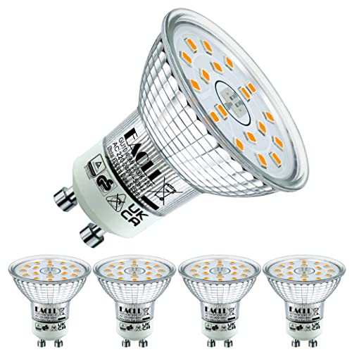 EACLL GU10 LED Warmweiss 4.9W Ersetzt 70W Halogen Leuchtmittel, 4er-Pack. 515 Lumen 2700K Birnen, AC 230V Flimmerfrei Strahler, Abstrahlwinkel 120° Spot, Nicht Dimmbar Reflektorlampen von EACLL