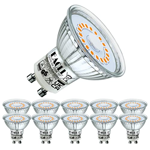 EACLL GU10 LED Warmweiss 5W Ersetzt 55W Halogen Leuchtmittel, 10er-Pack. 515 Lumen 2700 Kelvin Birnen, AC 230V Flimmerfrei Strahler, Abstrahlwinkel 120° Spot, Nicht Dimmbar Reflektorlampen von EACLL