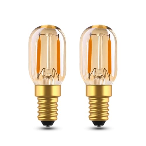 EASYIVY Glühbirne E14 LED Warmweiss Vintage 1W, T22 Mini-Röhrenbirne 10W-15W Äquivalent, 2200K Warmweiß Glühbirne E14 Amber Nachtlicht kühlschranklampe Salzlampe, Nicht Dimmbar, 2 Stück von EASYIVY
