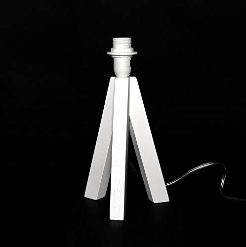 Easylight Gestell aus Holz für Tischlampen Dreibein mit Kabelschalter H13 cm in Weiß E14 Fassung Nachttischlampe Tischleuchte von Easylight